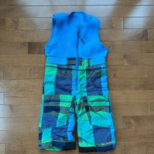 Columbia Toddler Vibrant Blue and Green Snowbibs